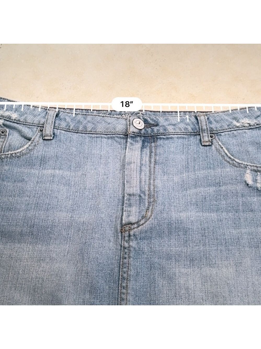 American Eagle Distressed Denim Mini Skirt - Picture 6 of 9
